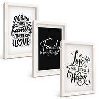 BILDER SET 3er Set - 20x30 cm Weißer Rahmen - Familie, Liebe, Wärme, Zuhause - Weiß, Kunststoff (20/30cm) - TULUP