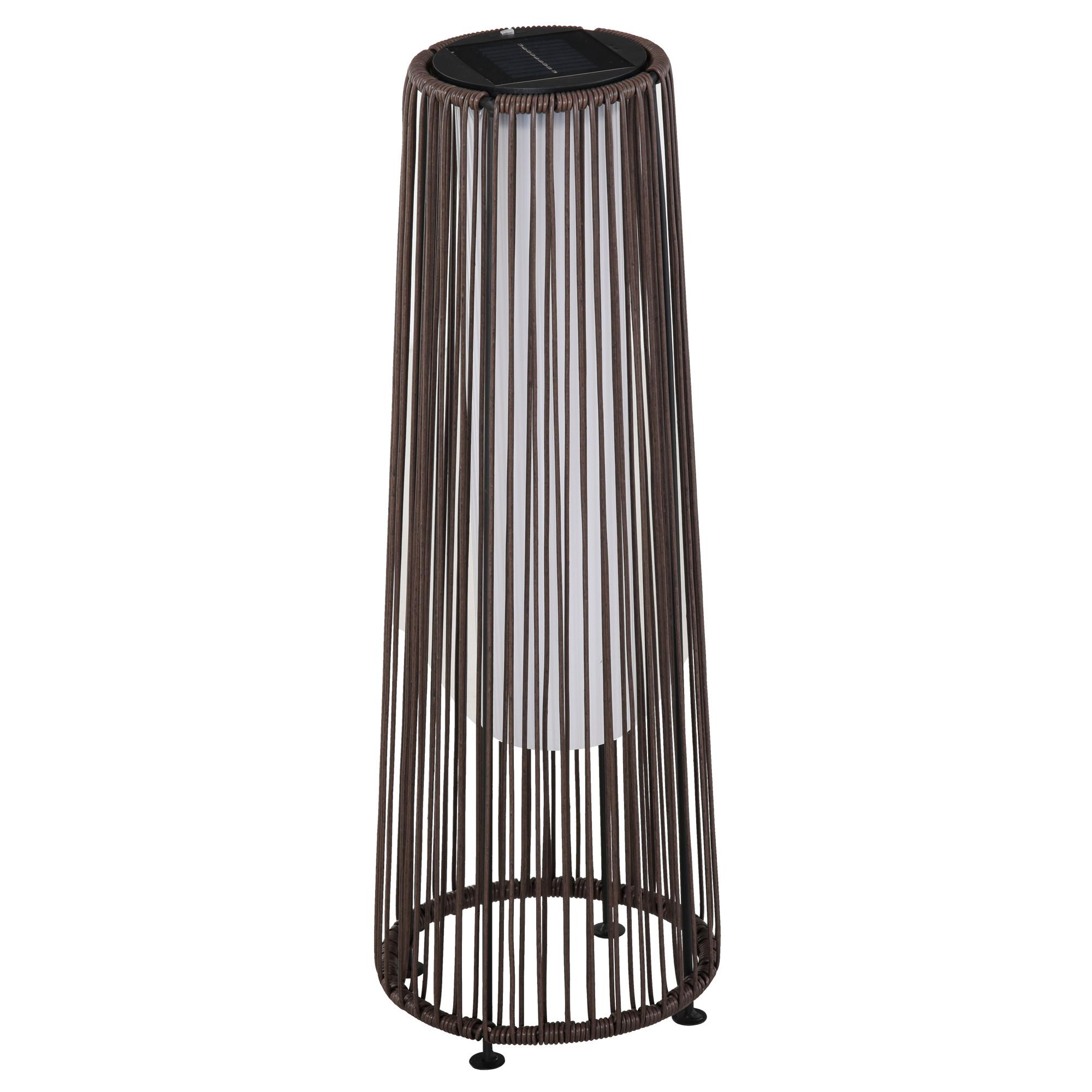 SOLARLAMPE, Rattan Solarleuchte Spritzwassergeschützt LED Gartenleuchte - Braun, Kunststoff (21.5/21.5/61cm) - Outsunny