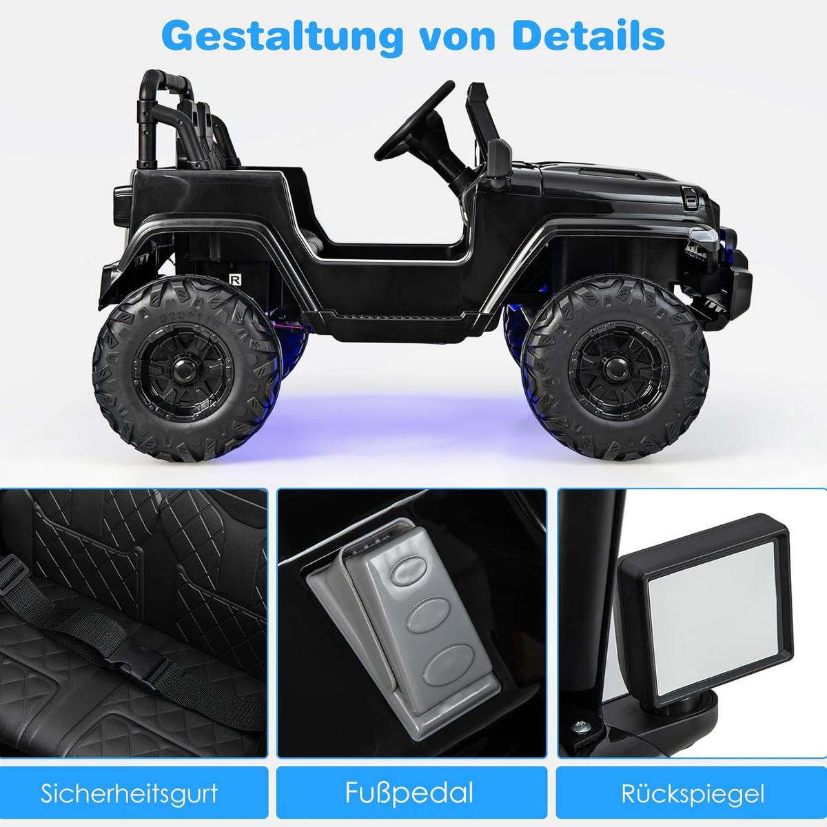ELEKTROAUTO 12V Kinder Schwarz - Schwarz, Kunststoff (112/67/72cm) - COSTWAY