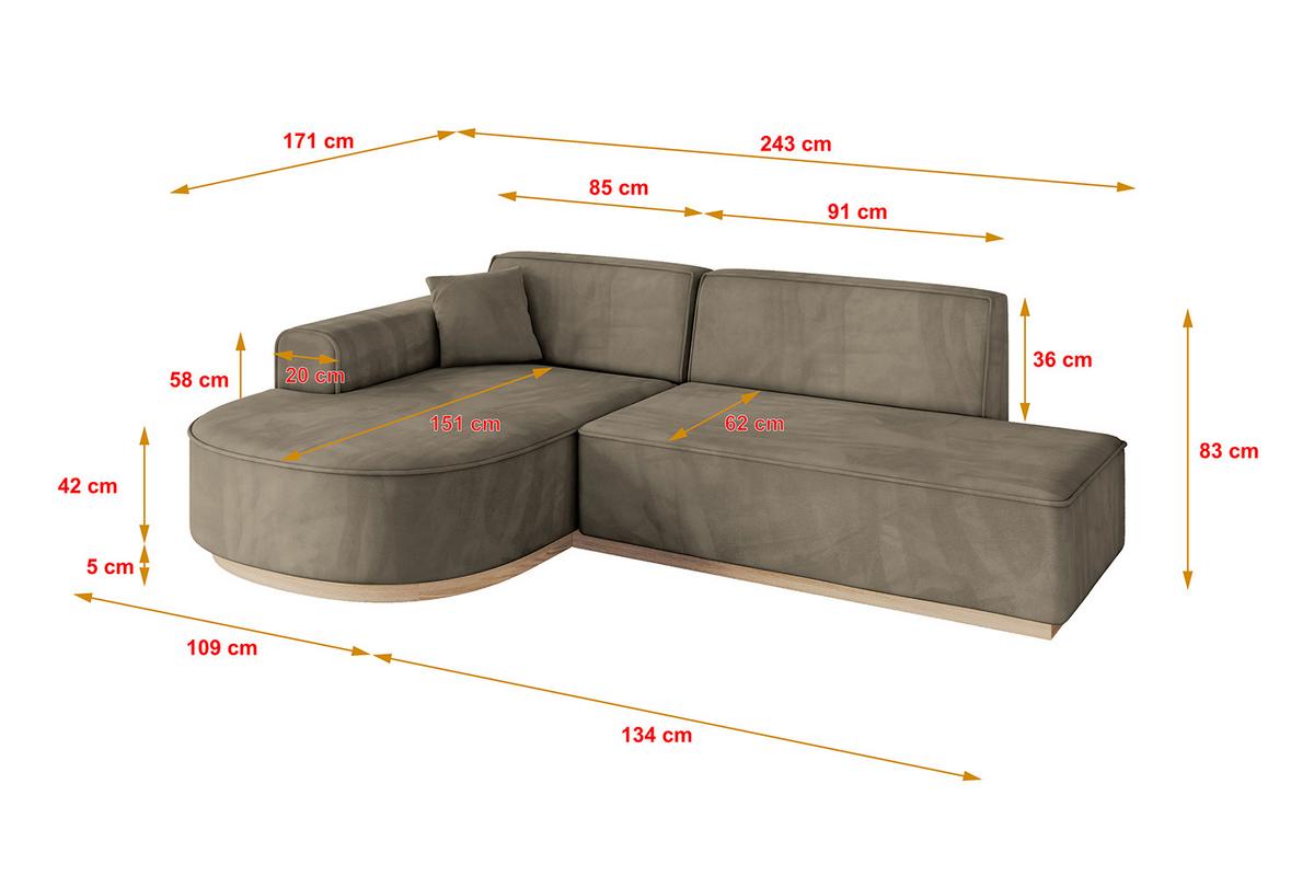 ECKSOFA Ottomane Links ARRIO-L1 - 243x171x83 cm Braun - Braun, Holzwerkstoff/Textil (243/171cm) - ALTDECOR