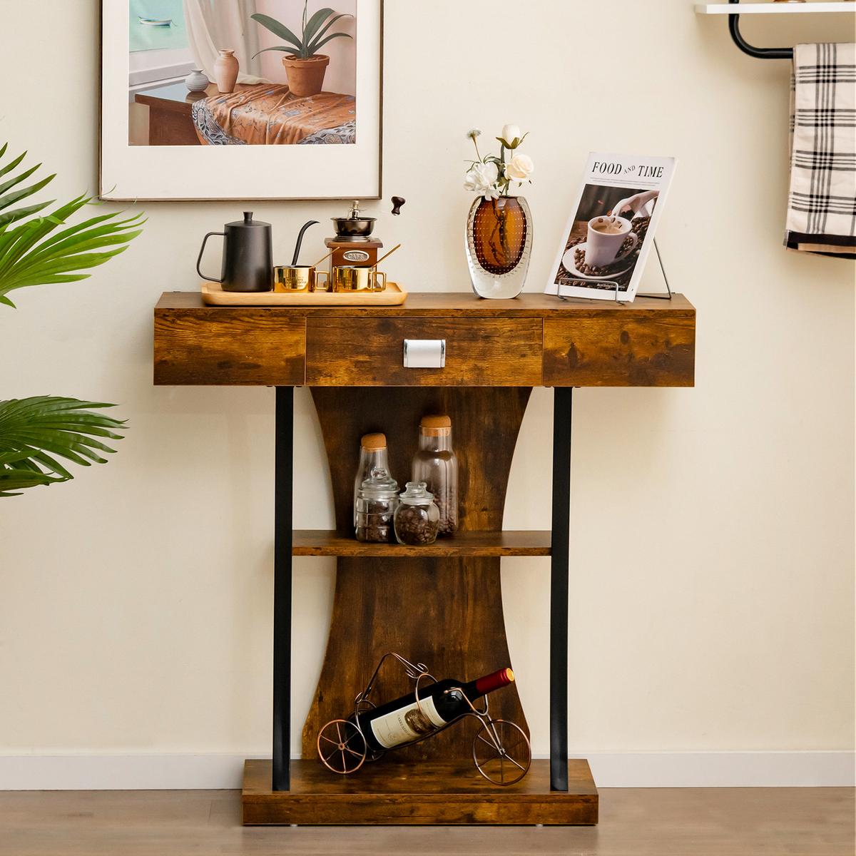 KONSOLENTISCH Braun - Braun, Holz (30/91/88cm) - COSTWAY