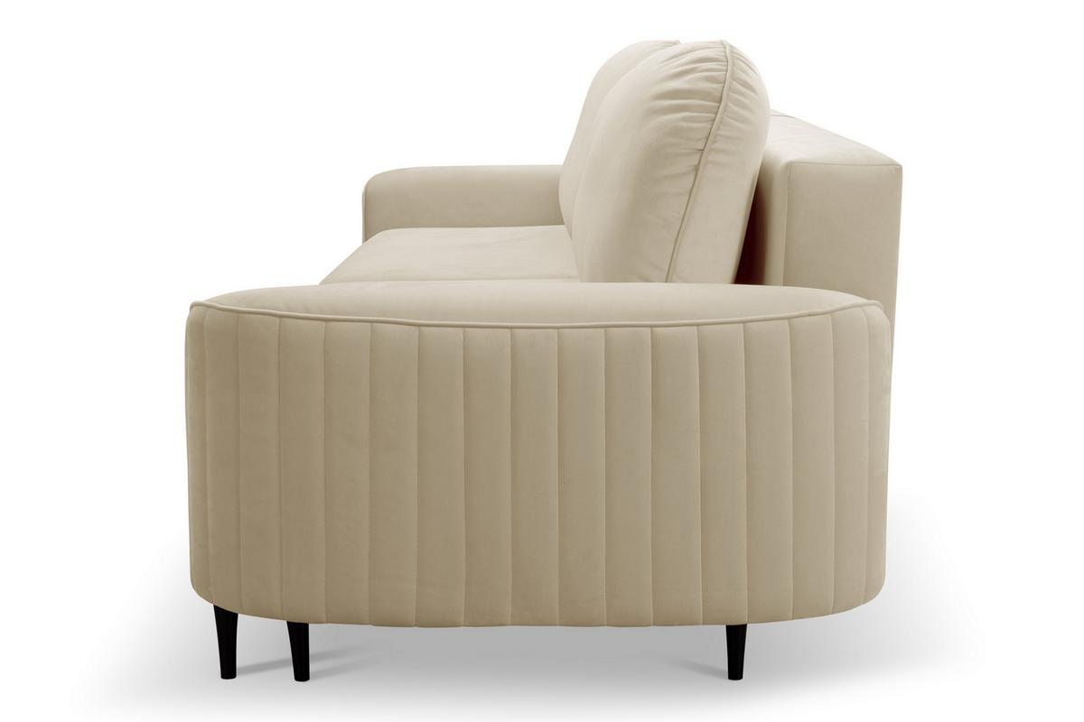 BETTSOFA FILO Beige Velours-Stoff mit Schlaffunktion - Beige, Holz (244/92/102cm) - MASSENO