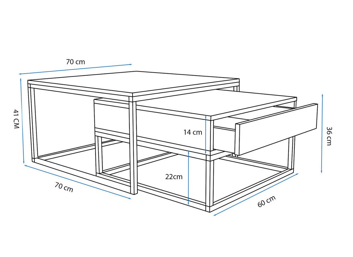 COUCHTISCH quadratisch Grau, MDF/Glas Tischplatte, Rahmen Schwarz - Schwarz/Grau, Holzwerkstoff (70/70/42cm) - Idohome