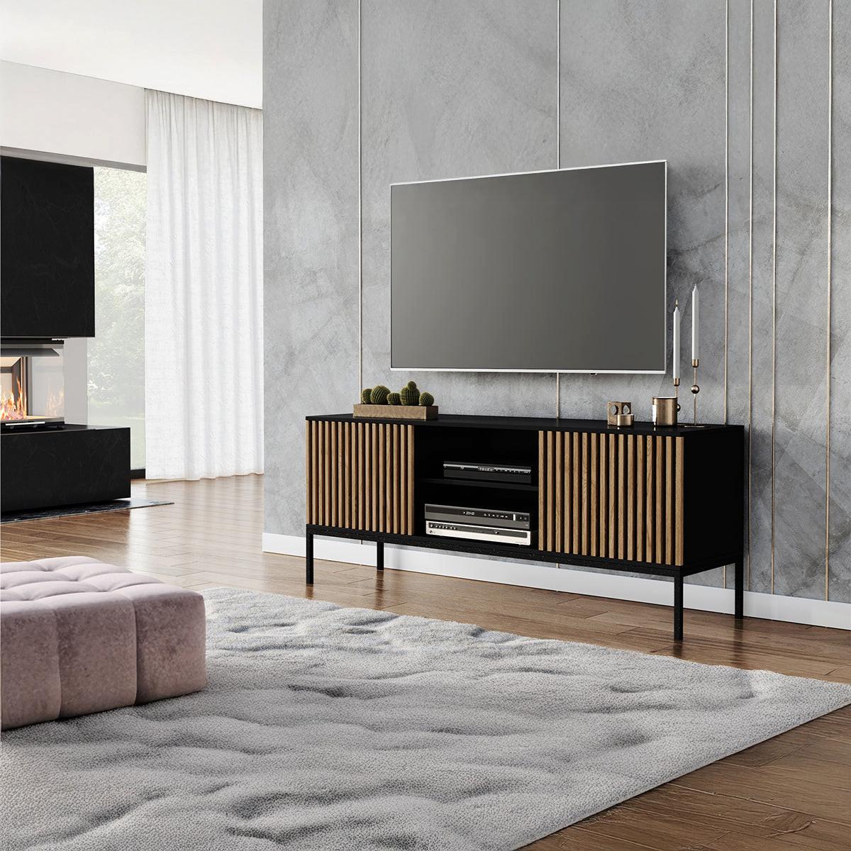 TV-MÖBEL Melchior Schwarz - Schwarz, Holzwerkstoff (150/60/40cm) - Petits-meubles