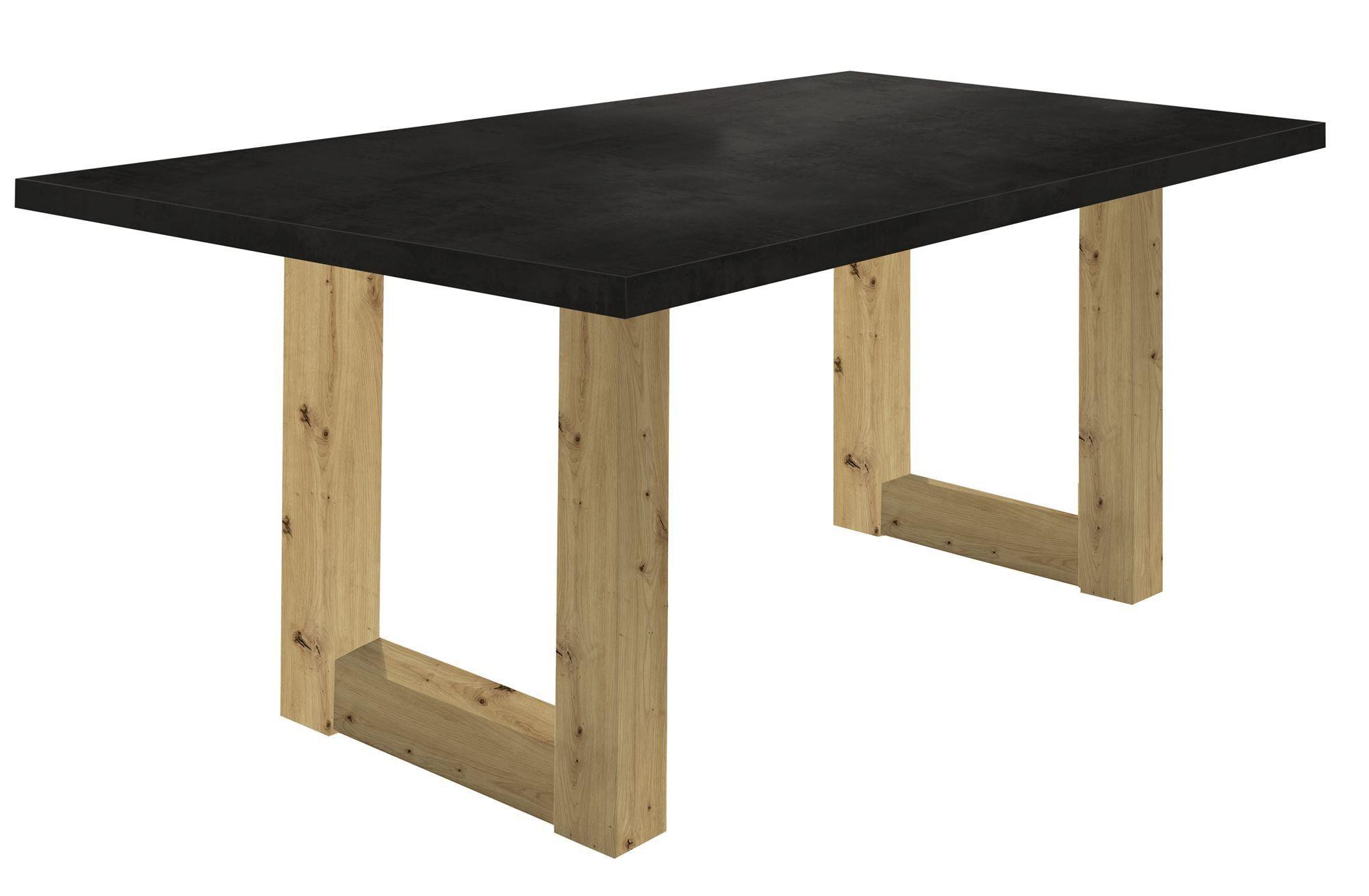 ESSZIMMERTISCH Eila 2 140 x 90 x 75 Esstisch Asteiche/Schwarzstahl - Schwarz, Holz (140/90/75cm) - 58aufmkessel