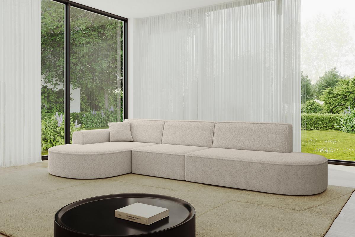 ECKSOFA Ottomane Links MARI-L2 - 328x171x79 cm Beige Tissu - Beige/Schwarz, Holzwerkstoff/Kunststoff (328/171cm) - ALTDECOR