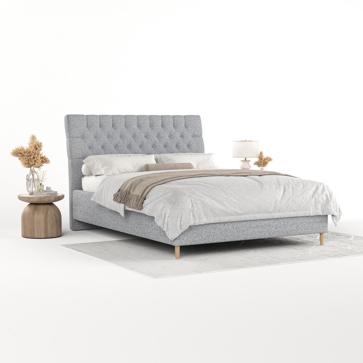 POLSTERBETT Lira 120/200 cm Grau im Riva Stoff - Naturfarben/Grau, Holz/Holzwerkstoff (120/200cm) - AltaBeds