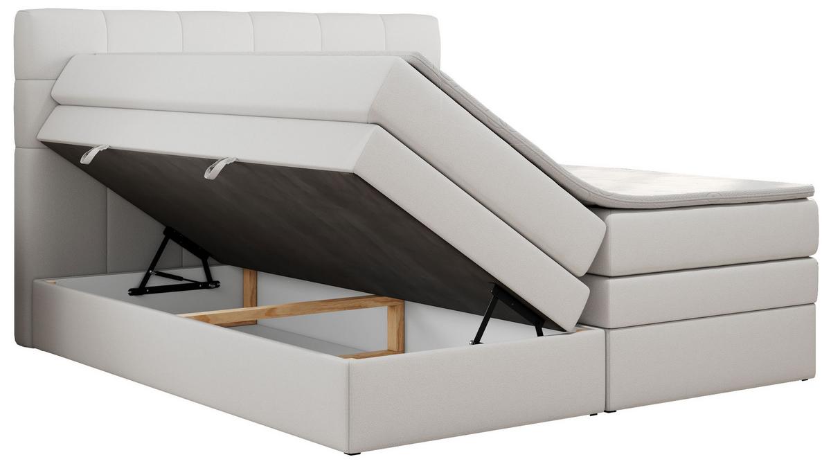 BOXSPRINGBETT LUKA KING 180/200 Weiß Kunstleder - H3 - Weiß, Holz/Textil (180/200cm) - MKS
