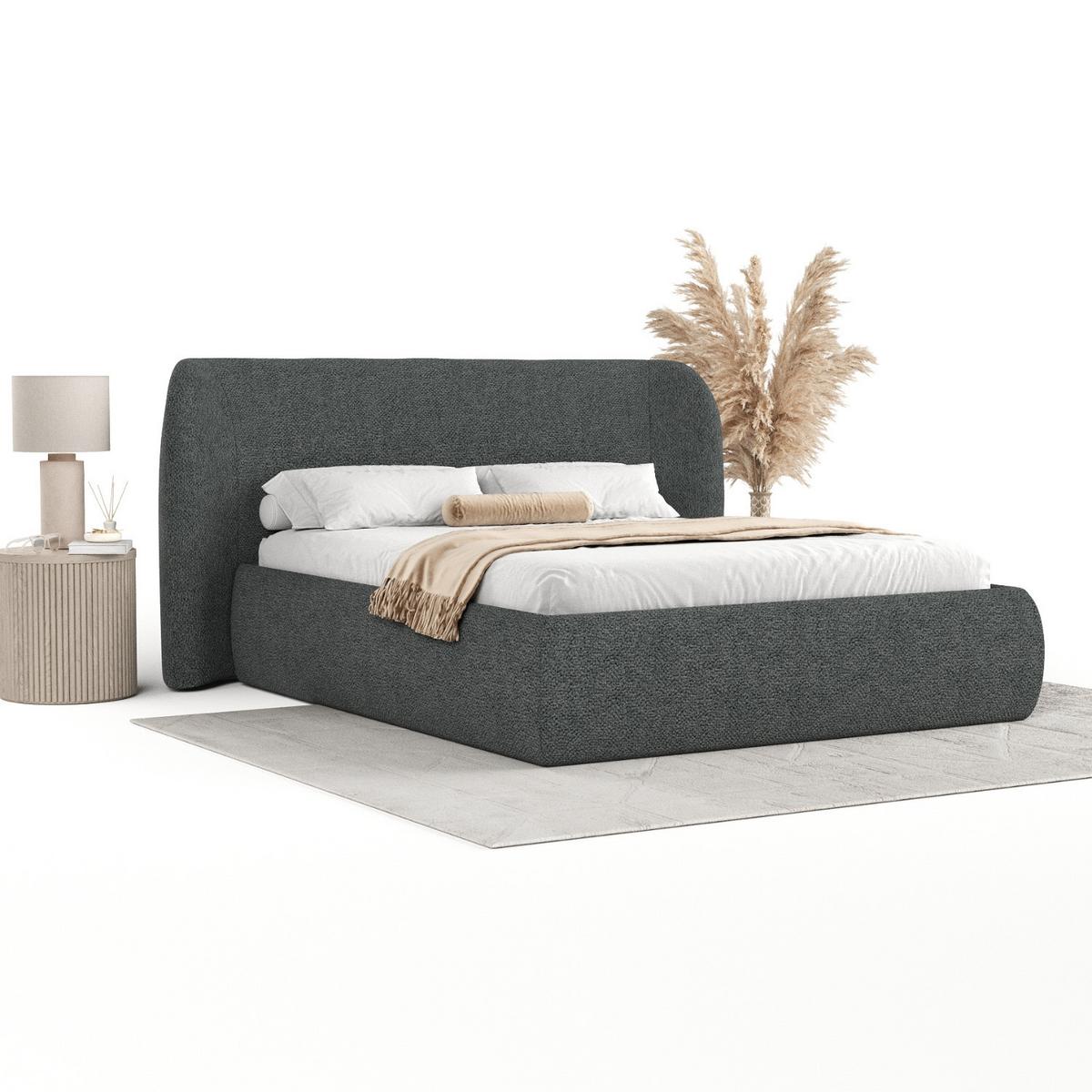 POLSTERBETT Bellano mit Stauraum 200/200 cm Anthrazit im Bubble Stoff - Anthrazit/Schwarz, Holz/Holzwerkstoff (200/200cm) - AltaBeds