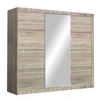 SCHWEBETÜRENSCHRANK NASUS 250/215/61 cm 3-türig mit Spiegel Sonoma Eiche - Sonoma Eiche, Holzwerkstoff (250/215/61cm) - MASSENO