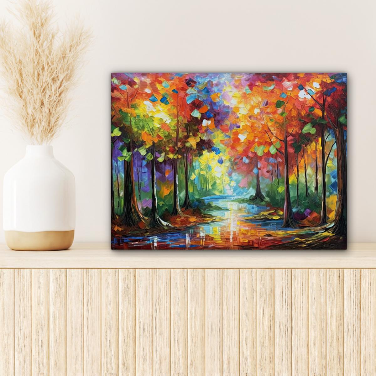 LEINWANDBILD Landschaft - Wald - Farben - Natur Wandbild 40x30 cm - Multicolor, Textil (40/30cm) - MuchoWow