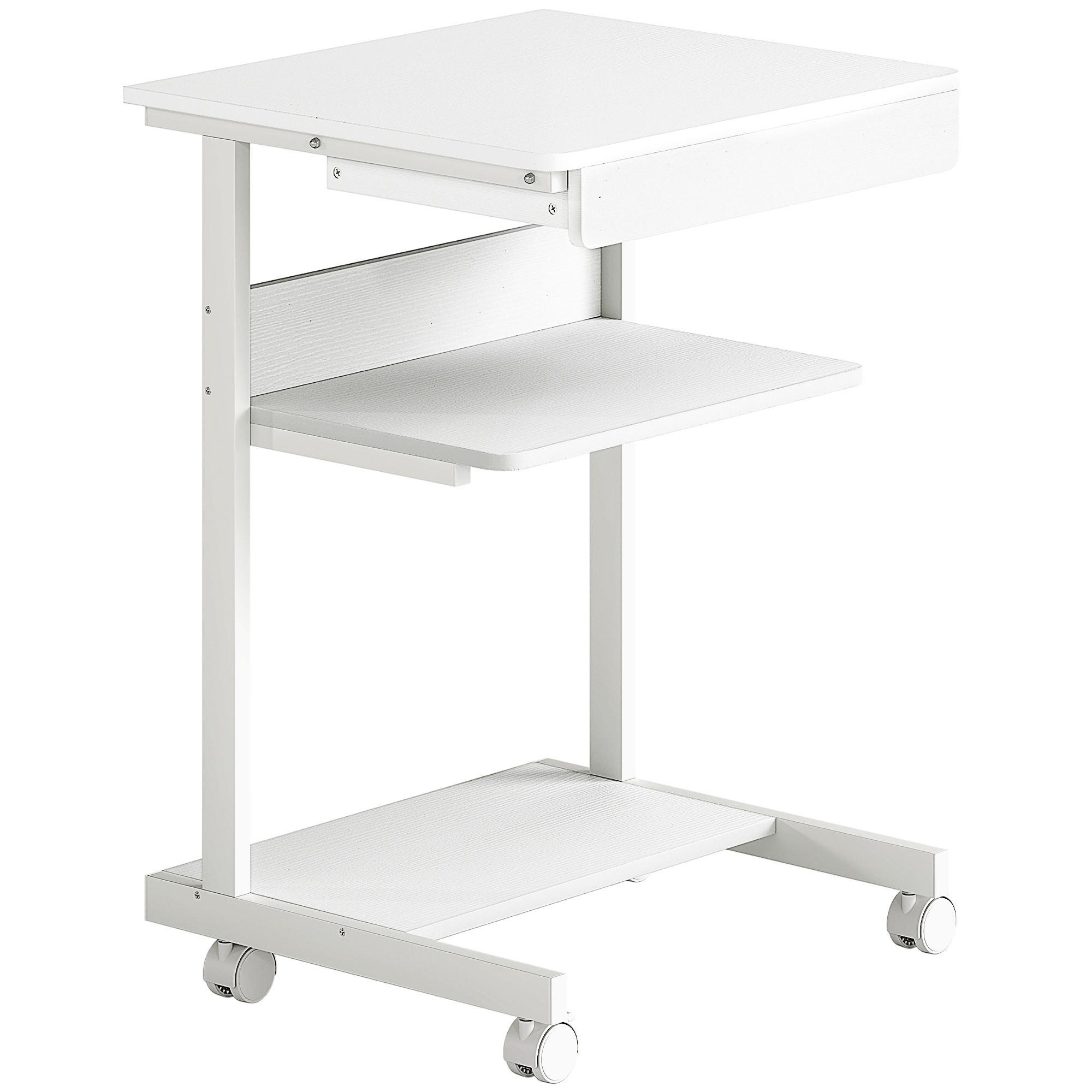 SCHREIBTISCH Spanplatte Metall Weiß - Weiß, Holzwerkstoff/Metall (56/51/79cm) - HOMCOM