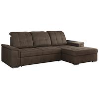 ECKSOFA MADRITO L - Braun Velorus - Rechts - Silberfarben/Braun, Textil/Metall (256/160cm)