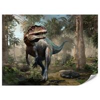 FOTOTAPETE für Jugendzimmer Realistischer Dinosaurier Dschungel Palmen 500x350 - Beige/Schwarz, Papier (500/350cm) - Muralo
