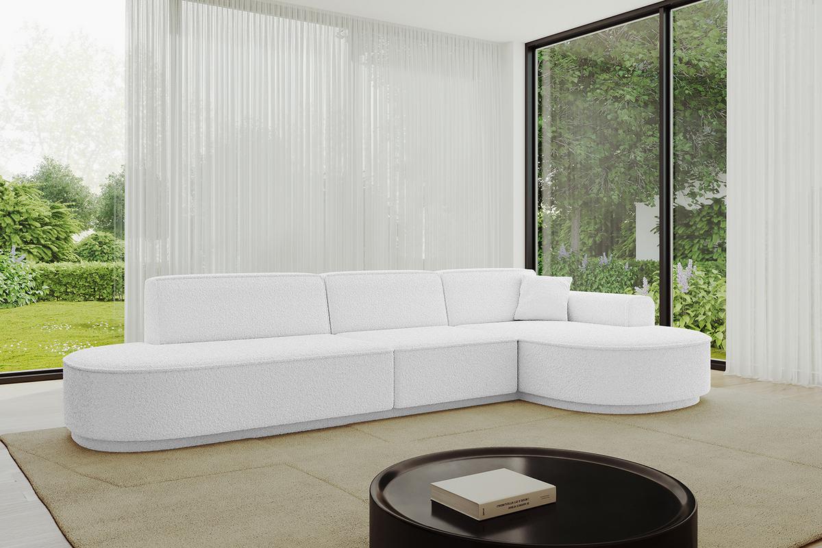 ECKSOFA Ottomane Rechts MARI-L2-v3 - 328x171x83 cm Weiß Bouclé - Schwarz/Weiß, Holzwerkstoff/Kunststoff (171/328cm) - ALTDECOR