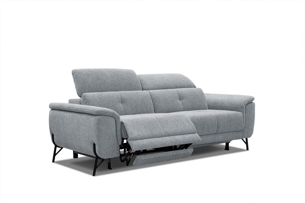SOFA AVENA 3-Sitzer mit 2 Relaxfunktionen, silberfarben - Silberfarben, Holzwerkstoff/Textil (204/80/108cm) - Wozimo