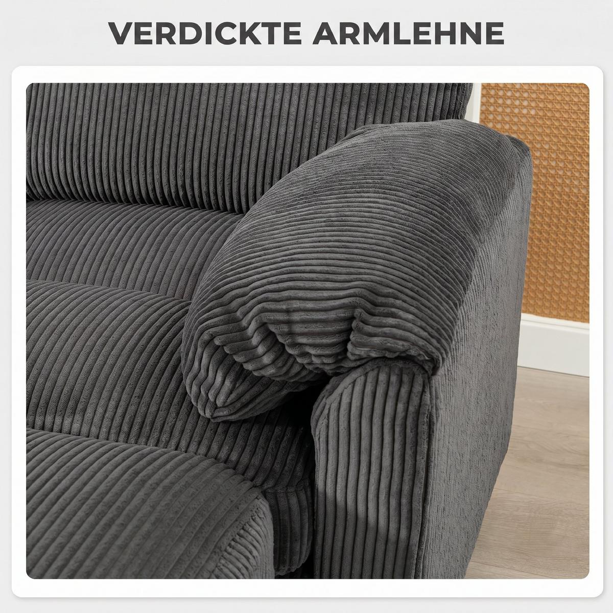 ECKSOFA Polyester Dunkelgrau - Dunkelgrau/Schwarz, Kunststoff/Textil (224/292cm) - HOMCOM