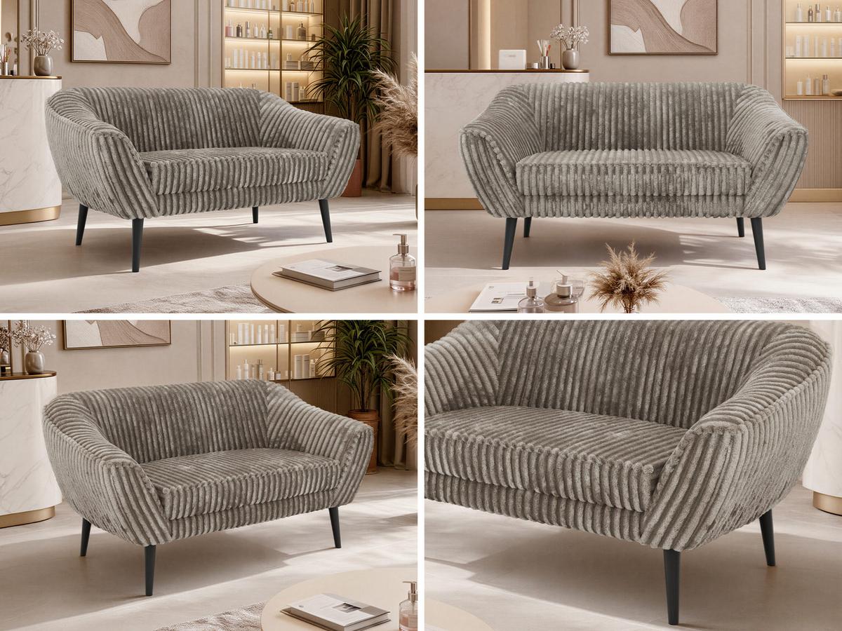 2-SITZER-SOFA PIRS - Hellbraun Cord - Schwarze Beine - Hellbraun/Schwarz, Holzwerkstoff/Textil (140/75/74cm) - MKS