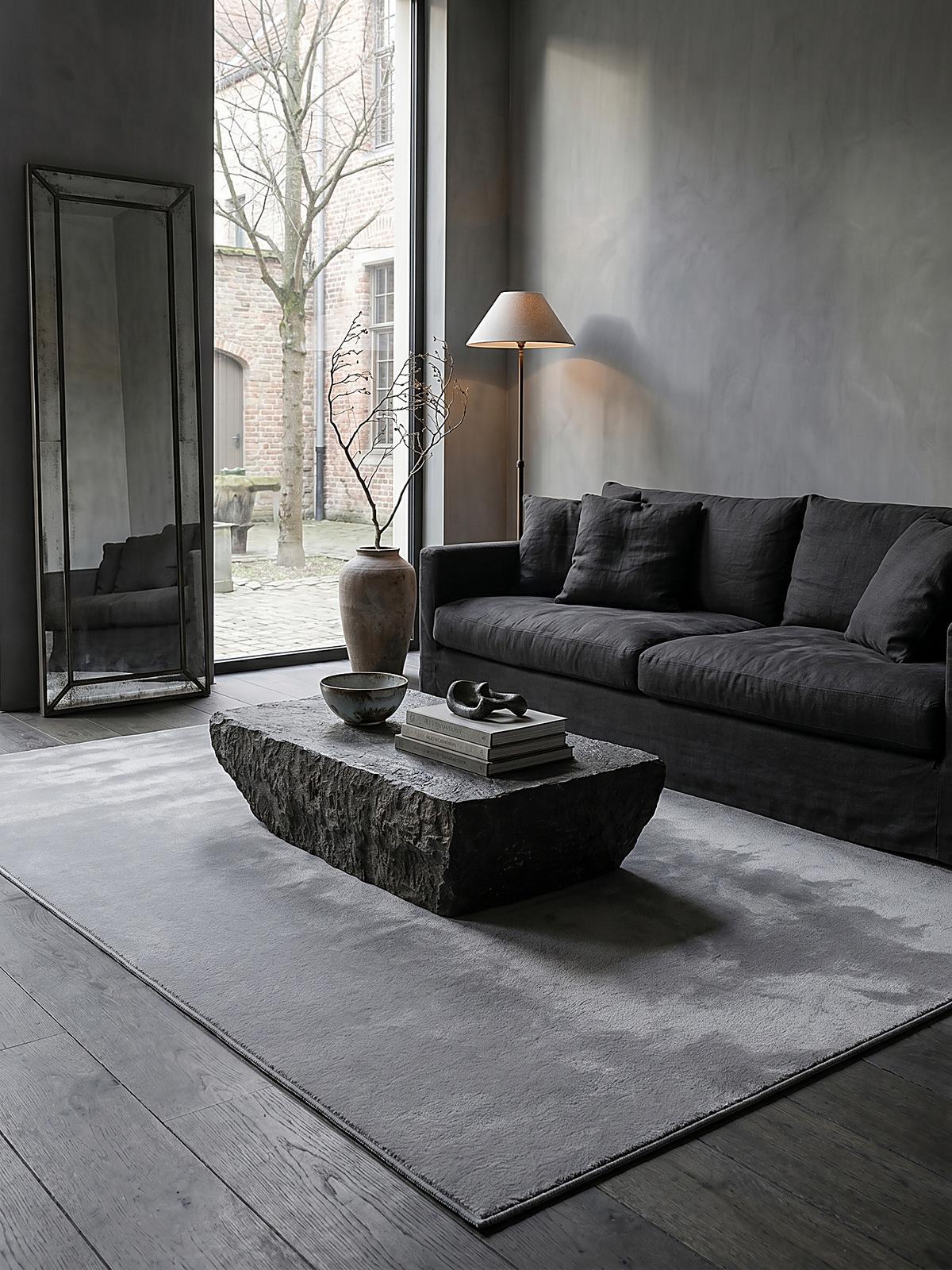 KURZFLORTEPPICH Antirutsch Uni DOUBS Polyester Grau 140 x 200 cm - Grau, Textil (140/200cm) - KADIMA DESIGN