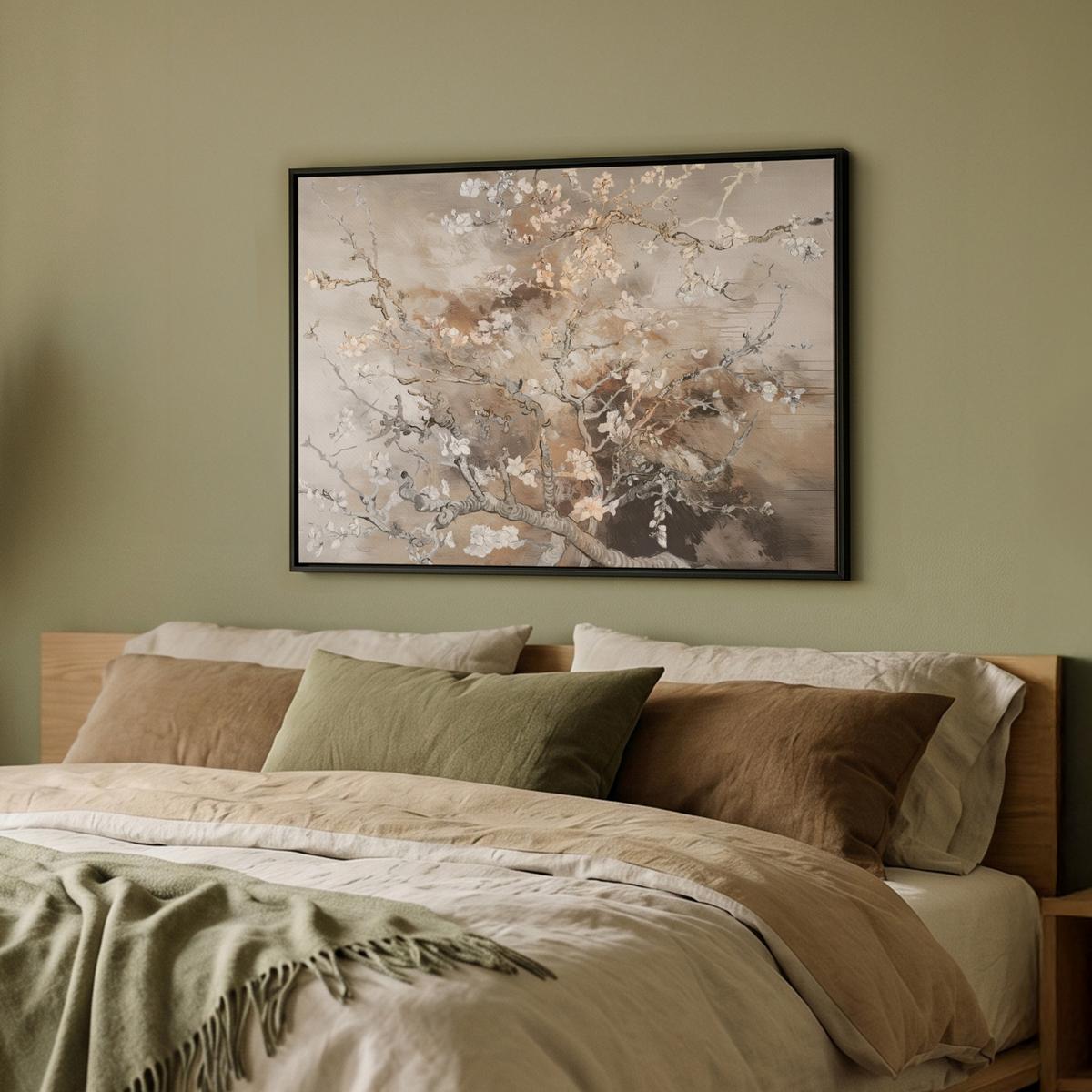 LEINWAND Bilder mit Rahmen - Mandelblüte - Kunst - Van Gogh - Beige - Abstrakt - 80x60 - Braun, Textil (80/60cm) - MuchoWow