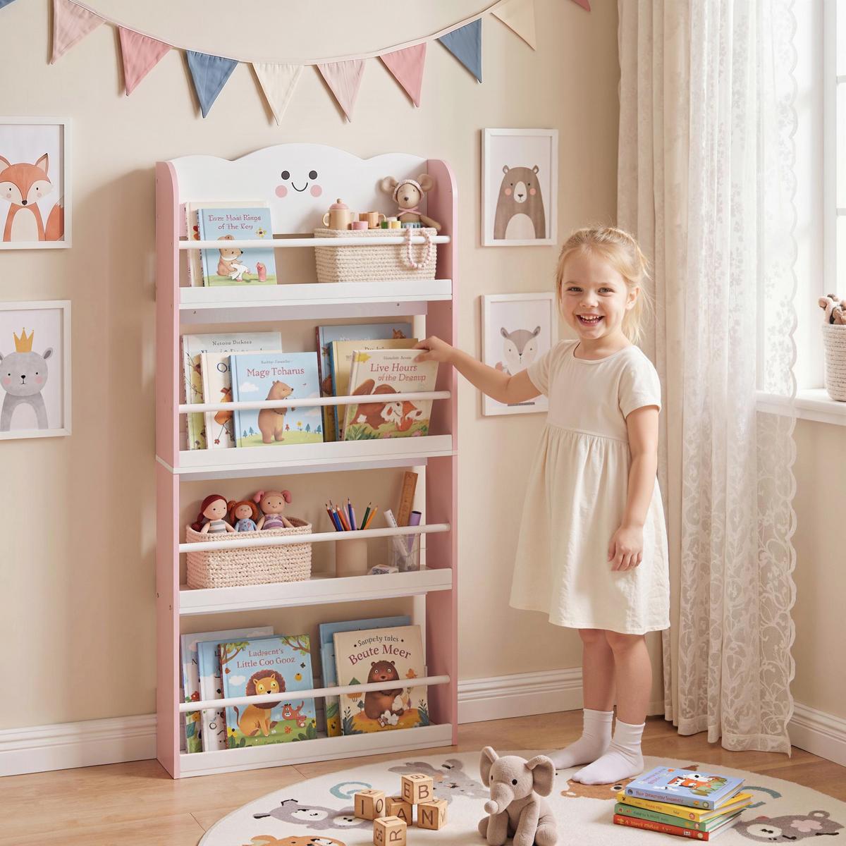 KINDERBÜCHERREGAL MDF Kiefer Rosa - Rosa, Holzwerkstoff (15/120.5/60cm) - AIYAPLAY