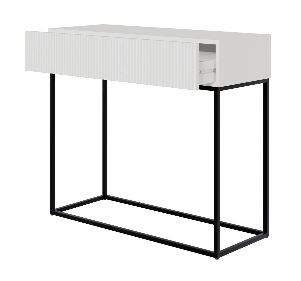 KONSOLENTISCH Veldio Weiß mit schwarzen Beinen 90 cm - Schwarz/Weiß, Holzwerkstoff/Metall (35.6/90/79cm) - Selsey