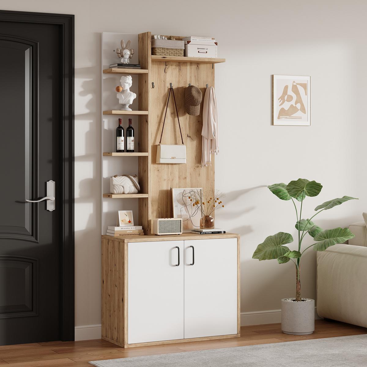 COAT TREE Flur Ausstattung mit Kleiderhaken - Buchefarben, Holzwerkstoff (75/180/33cm) - Urban Meuble