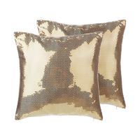 DEKOKISSEN 2er-Set Gold 45/45 cm Aster - Goldfarben, Textil (45/45cm) - Beliani