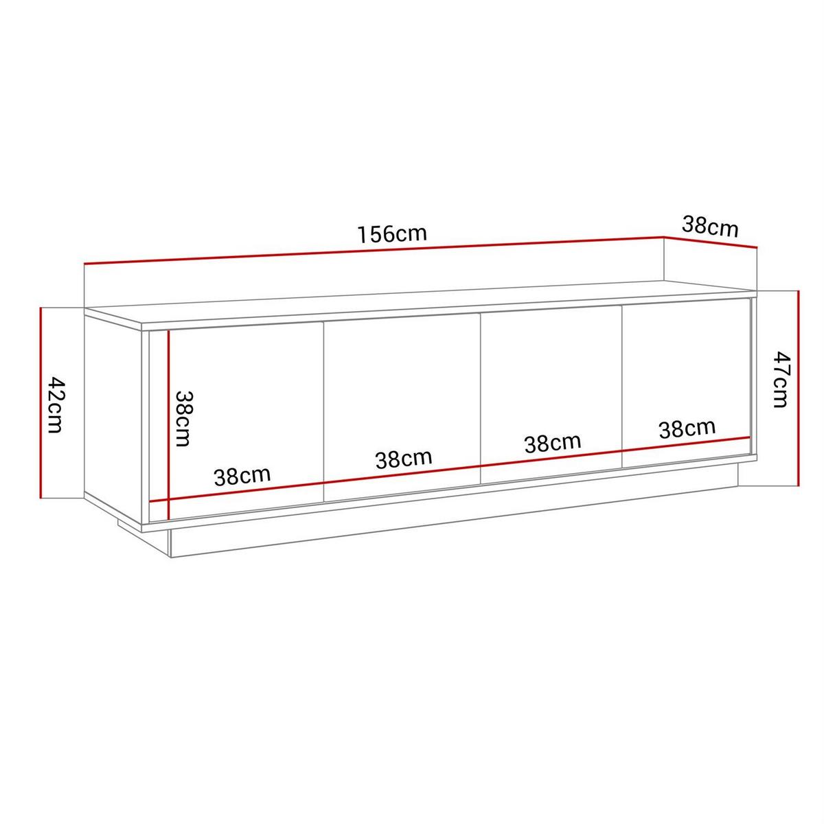 TV-ELEMENT SANAYI auf Sockel Hochglanz Weiß - Weiß, Holzwerkstoff (156/47/38cm) - Lookway