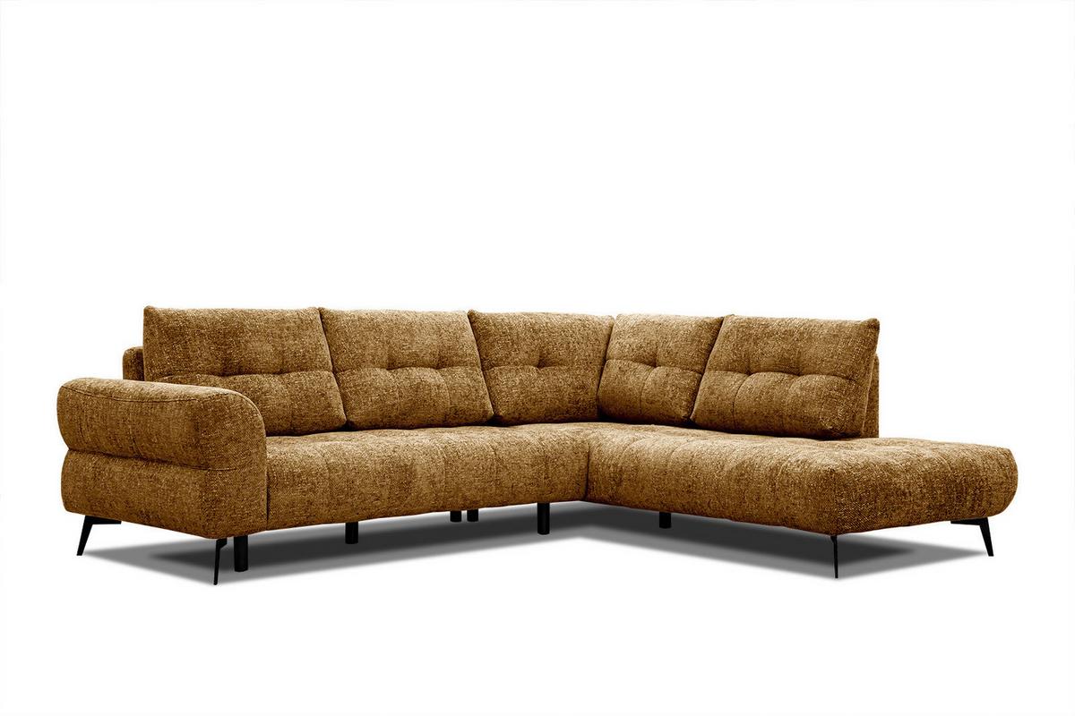 ECKSOFA SALVINI 5-Sitzer, dunkelgelb - Dunkelgelb/Schwarz, Holzwerkstoff/Textil (292/158cm) - Wozimo