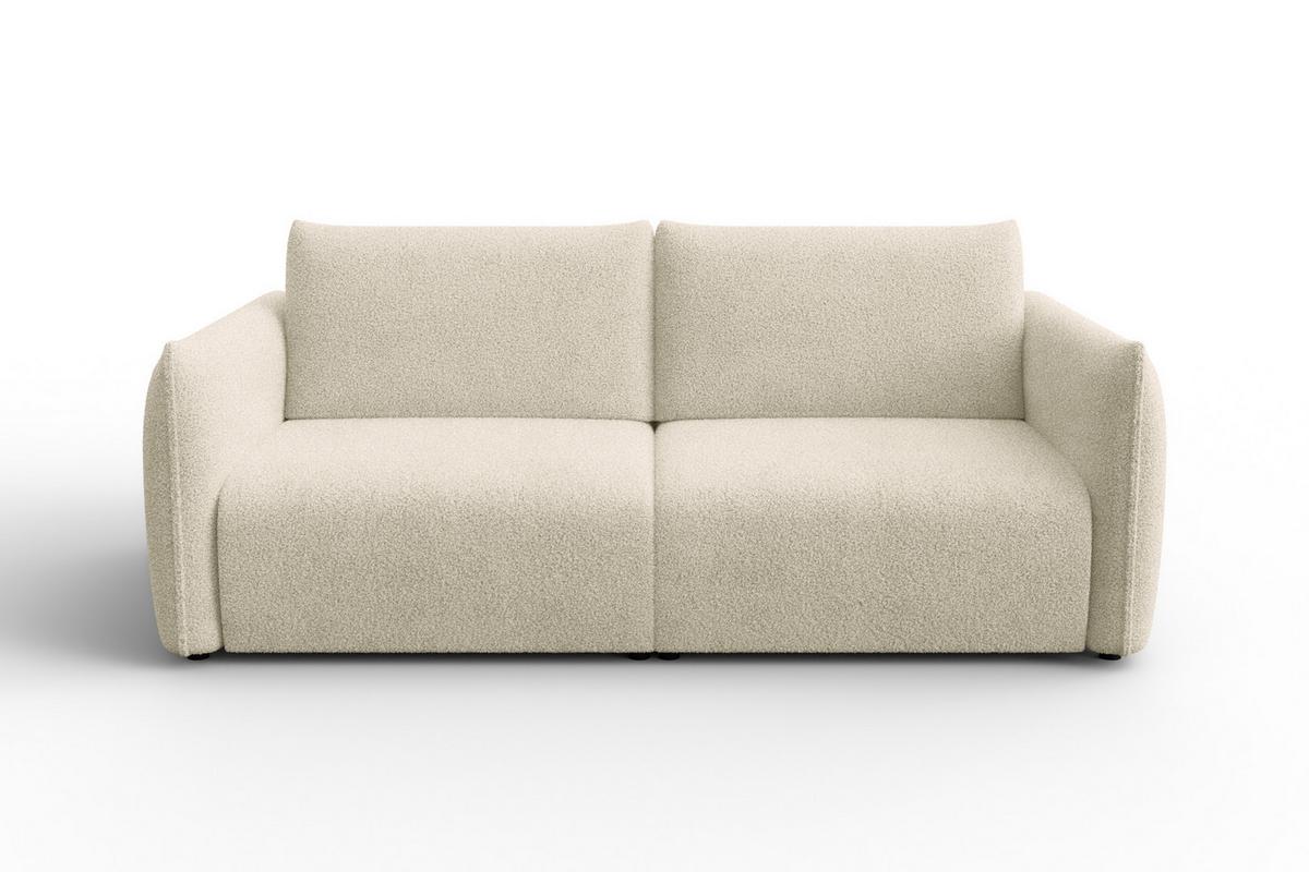 SOFA TAUER 3-Sitzer, Bouclé-Stoff ecru - Ecru/Schwarz, Holz/Textil (206/84/112cm) - Courtois Laville