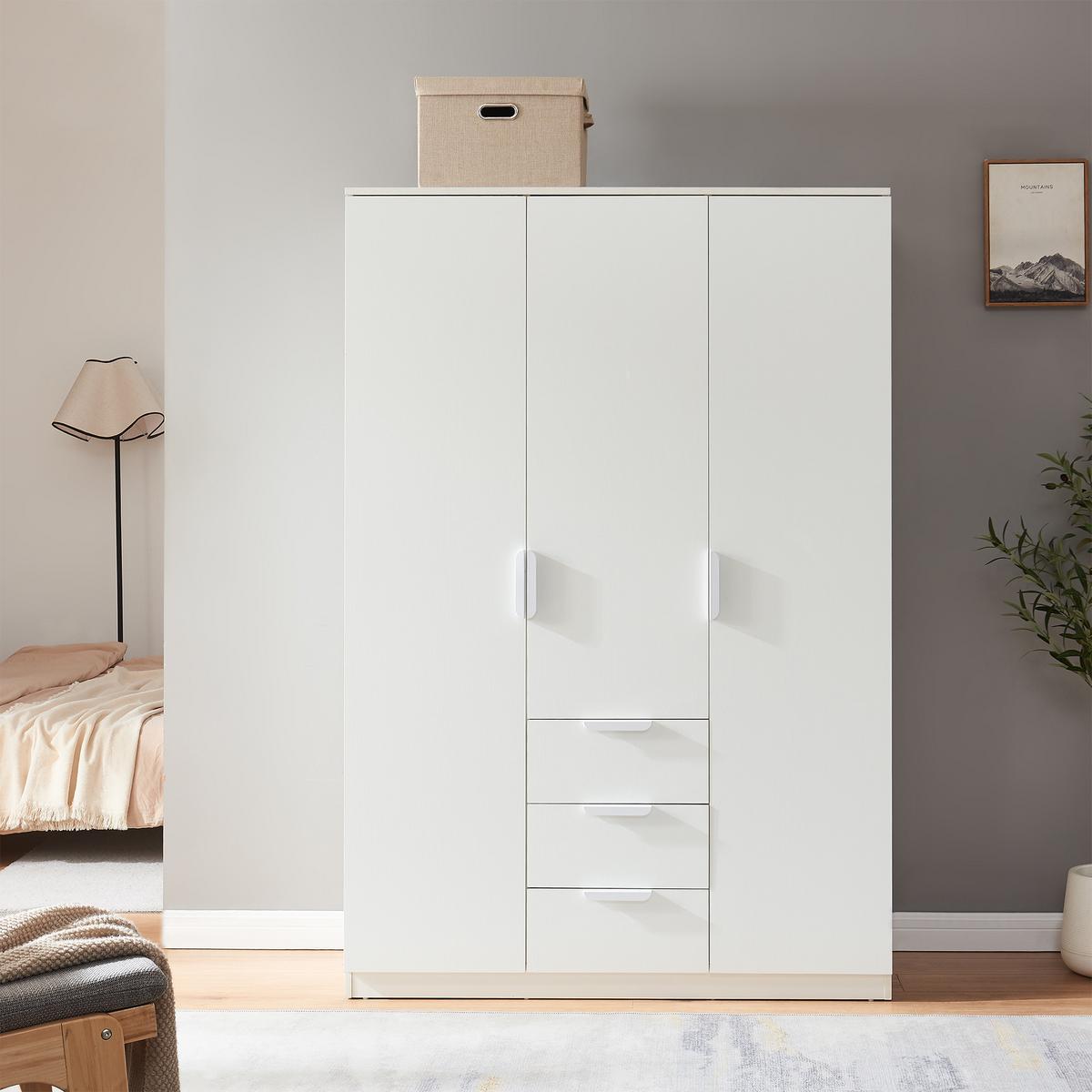 KLEIDERSCHRANK Eiselfing - Weiß, Holzwerkstoff (120/176/52cm) - [en.casa]