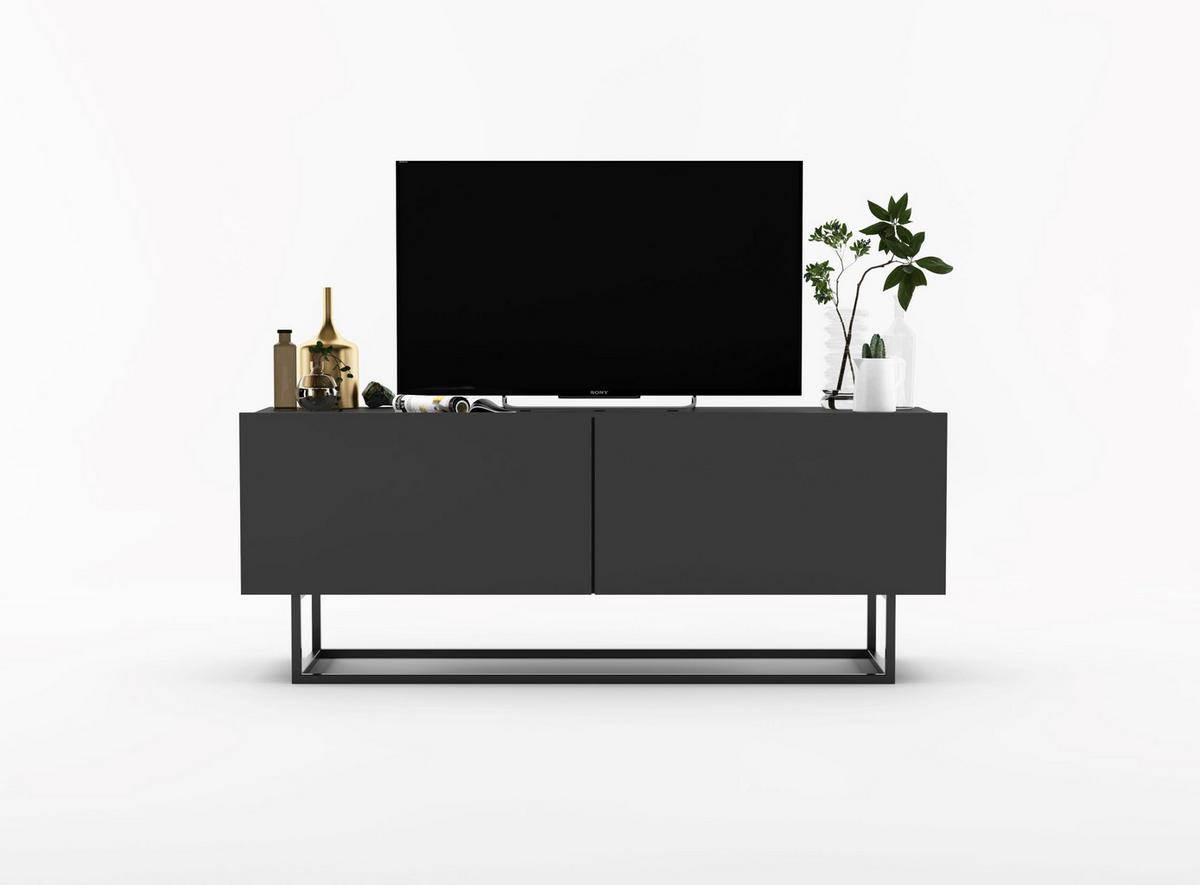 TV-SCHRANK Enjoy Grau matt mit Metallrahmen 120 cm - Schwarz/Grau, Holzwerkstoff/Metall (120/46/35cm) - Meble Lindner