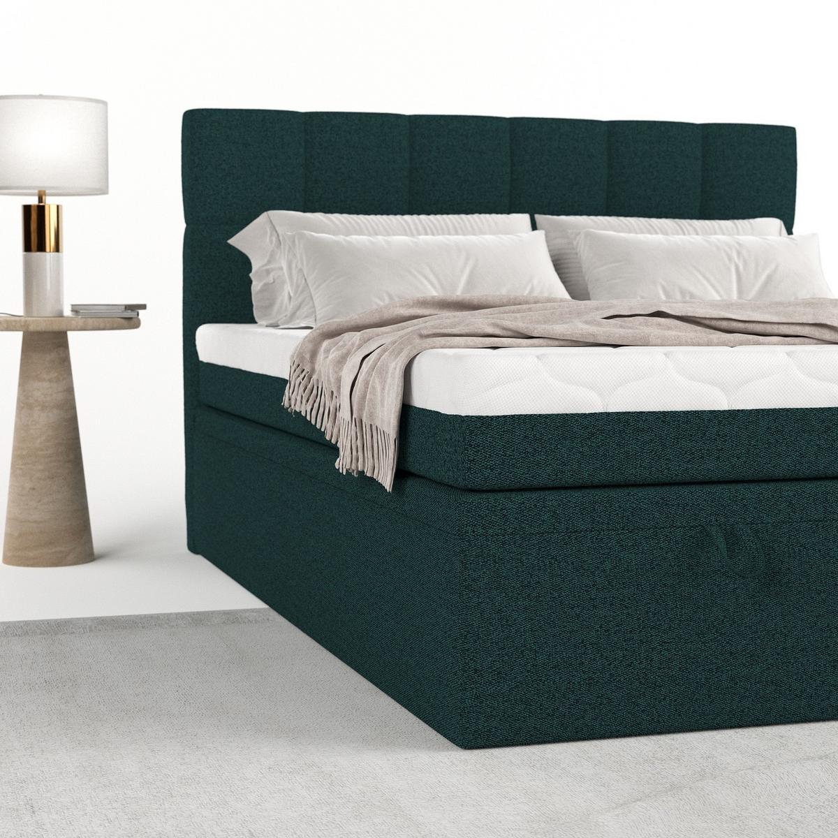 BOXBETT Elano 160/200 cm Grün im Riva Stoff - Schwarz/Grün, Holz/Holzwerkstoff (160/200cm) - AltaBeds