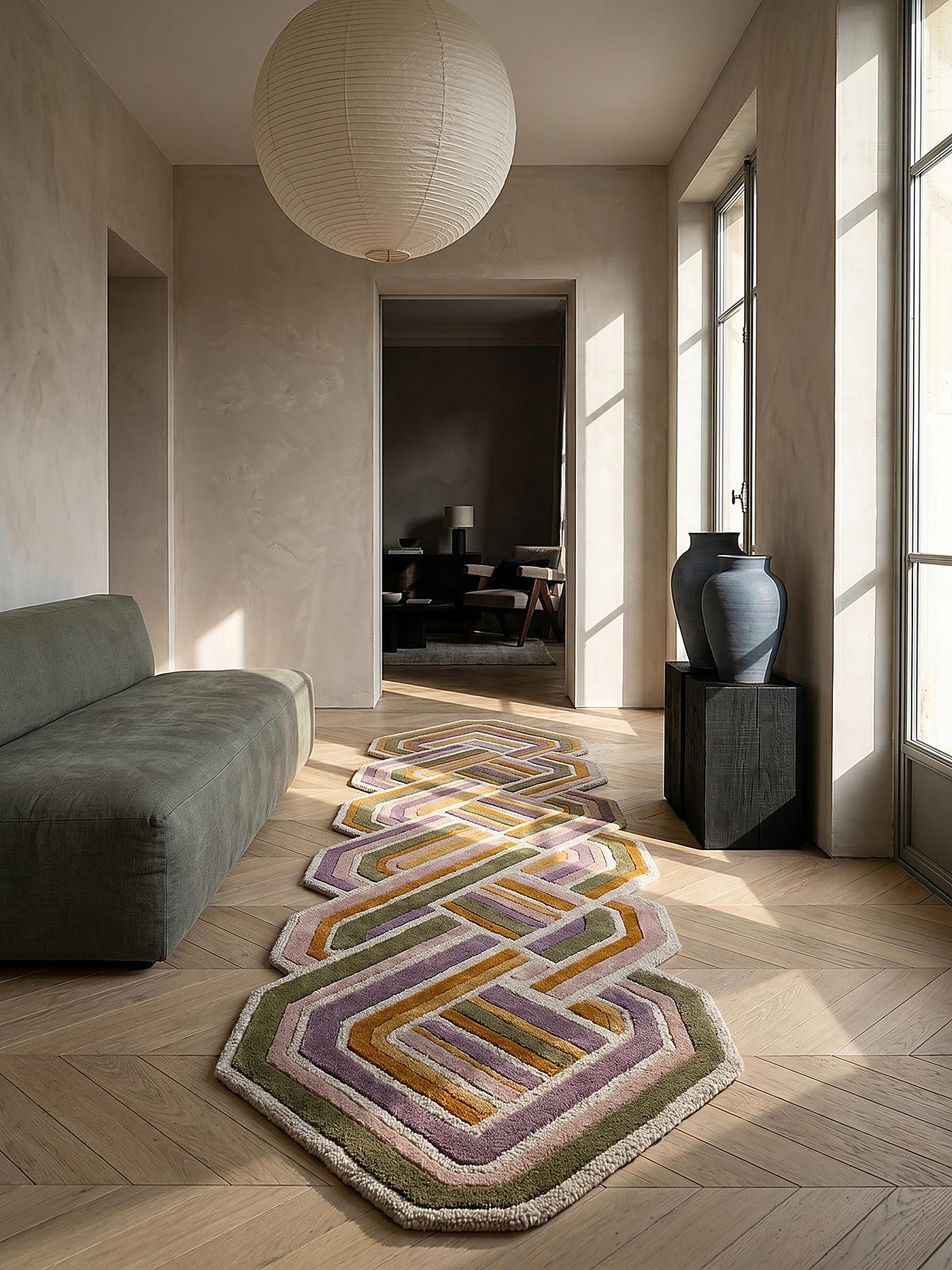 TEPPICH aus Wolle SOAR in Flieder, geometrisch, 80 x 300 cm - Rosa, Textil (300/80cm) - KADIMA DESIGN