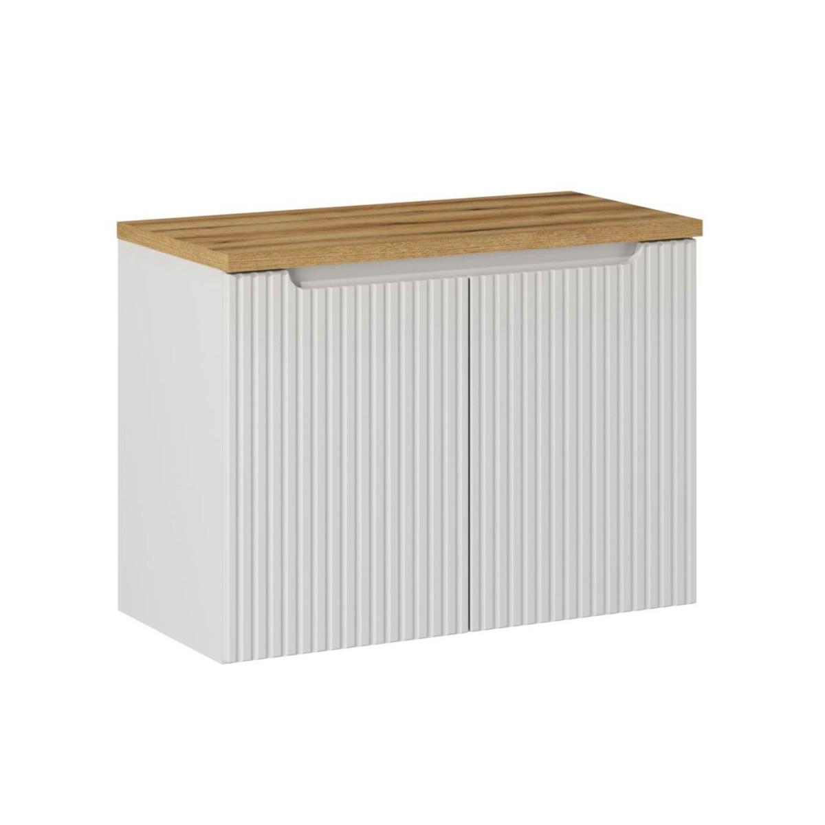 WASCHTISCHUNTERSCHRANK 80cm Riva Weiß und Holz - Weiß, Holzwerkstoff (80/57/40cm) - Petits-meubles