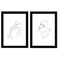 POSTER Set Mit 2 Single-Line Face Fraunackt A3 Rahmenlos - Klar, Papier (29.7/5/42cm) - Nacnic