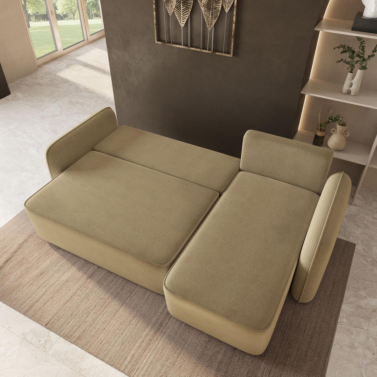 ECKSOFA DOLVER CL Senfgelb Samtstoff mit Schlaffunktion - Currygelb, Holzwerkstoff/Textil (238/156cm) - MASSENO