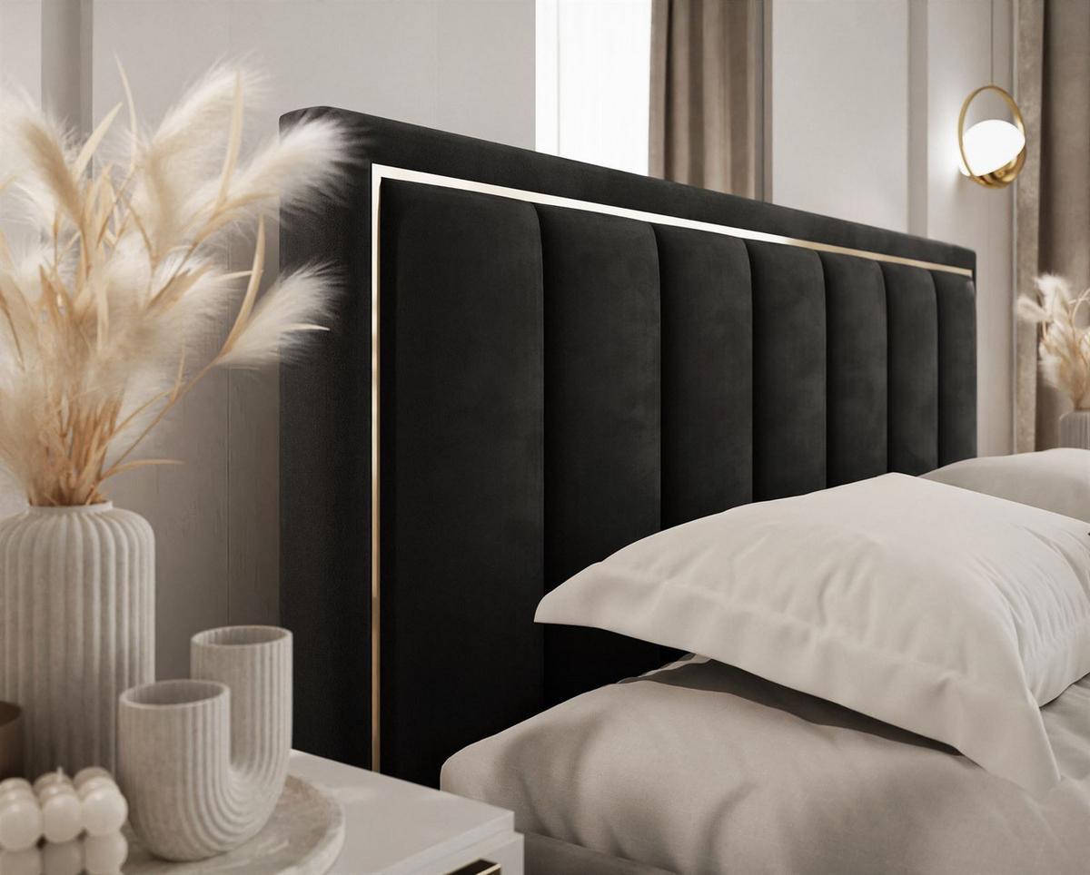 POLSTERBETT AURELIA 120x200 mit Stauraum für Bettwäsche und Rahmen Jasmine 100 - Schwarz, Textil - Lookway