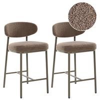 BARSTUHL 2er-Set Bouclé Taupe Unity - Taupe/Beige, Textil (50/92/55cm) - Beliani