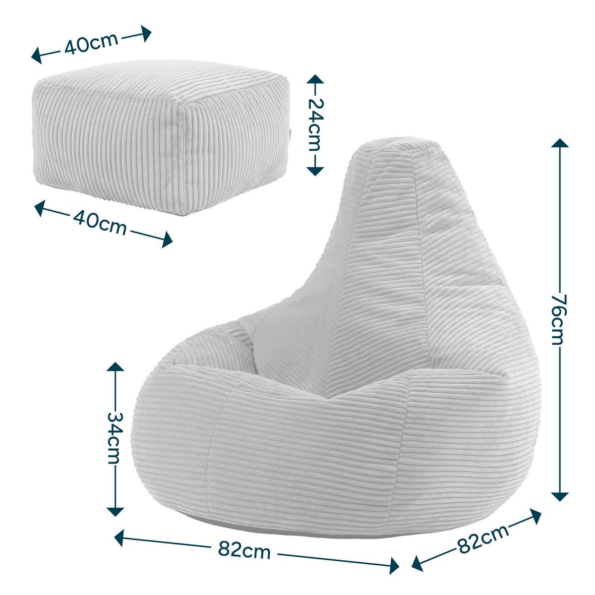 SITZSACK Dalton mit Hocker - Beige, Textil (82/76/82cm) - icon