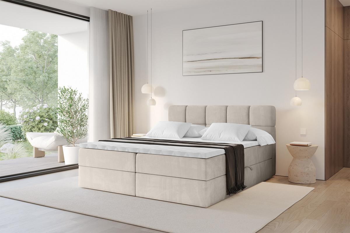 BOXBETT mit Matratze H4 - FAMA - 120x200 cm Beige Casablanca - Beige, Holzwerkstoff (120/200cm) - ALTDECOR