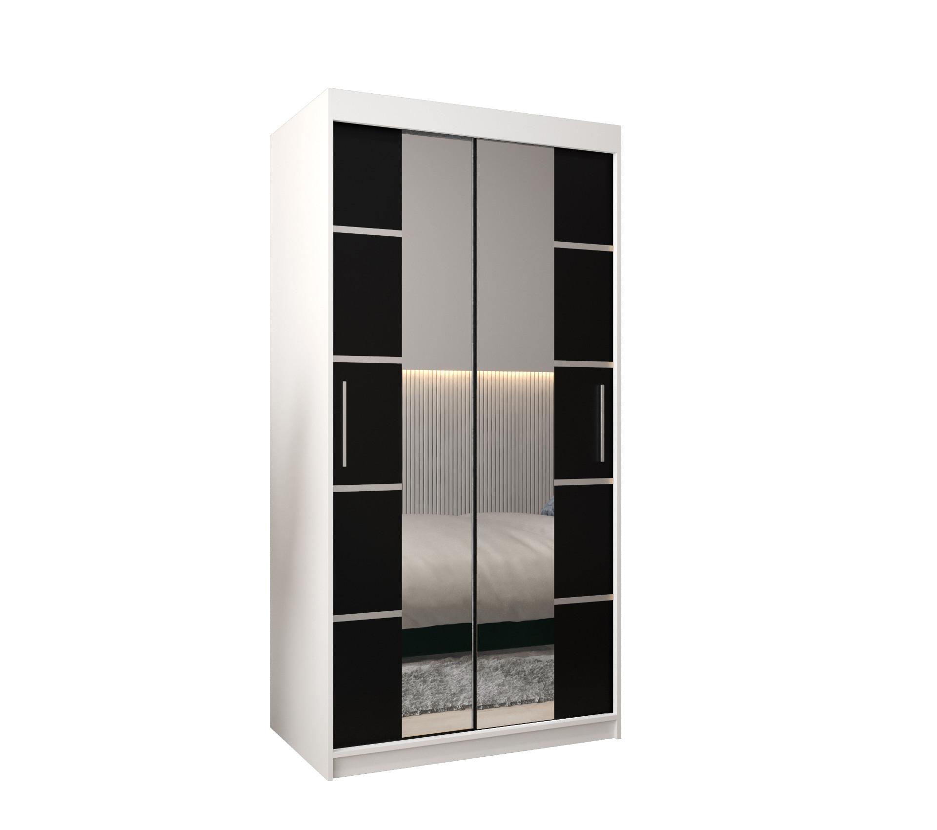 SCHWEBETÜRENSCHRANK 200/100/62 2-türig - Silberfarben/Schwarz, Holz/Kunststoff (100/200/62cm) - MÖBEL KRYSPOL