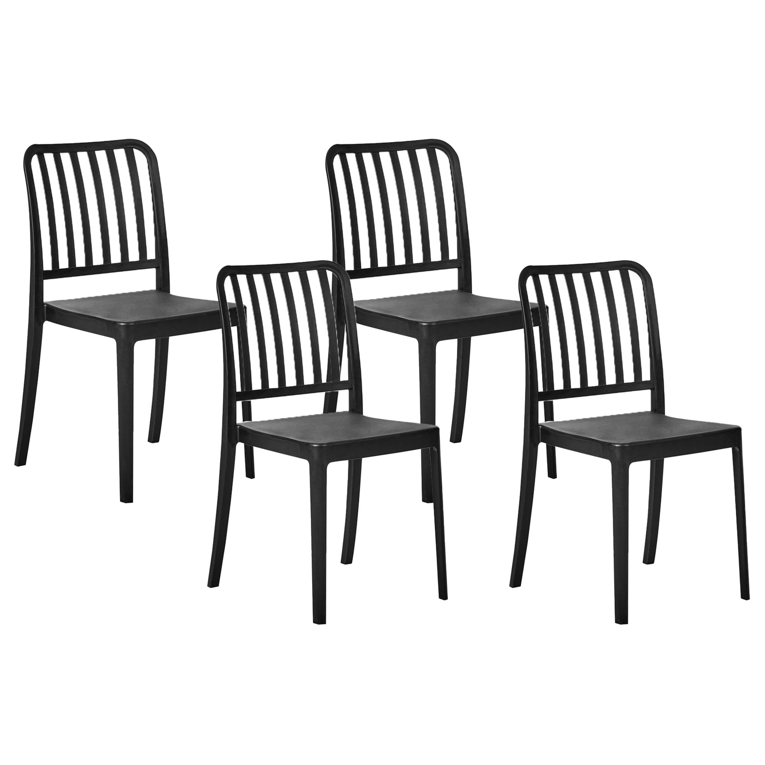 GARTENSTUHL 4er-Set Schwarz Sersale - Schwarz, Kunststoff (42/82/47cm) - Beliani