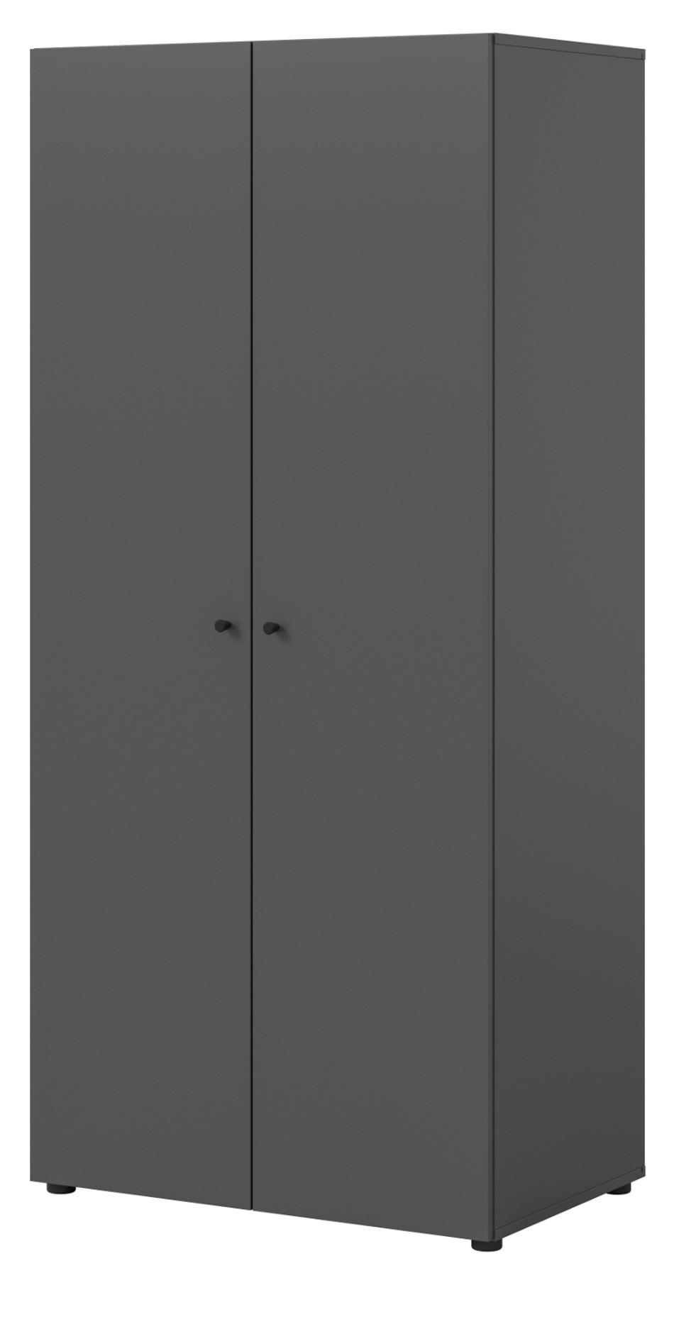 KLEIDERSCHRANK grau 2-türig 80 cm, Drehtürenschrank mit Kleiderstange - Schwarz/Grau, Holzwerkstoff/Kunststoff (80/176/51cm) - Inn.Furn