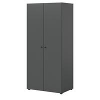 KLEIDERSCHRANK grau 2-türig 80 cm, Drehtürenschrank mit Kleiderstange - Schwarz/Grau, Holzwerkstoff/Kunststoff (80/176/51cm) - Inn.Furn