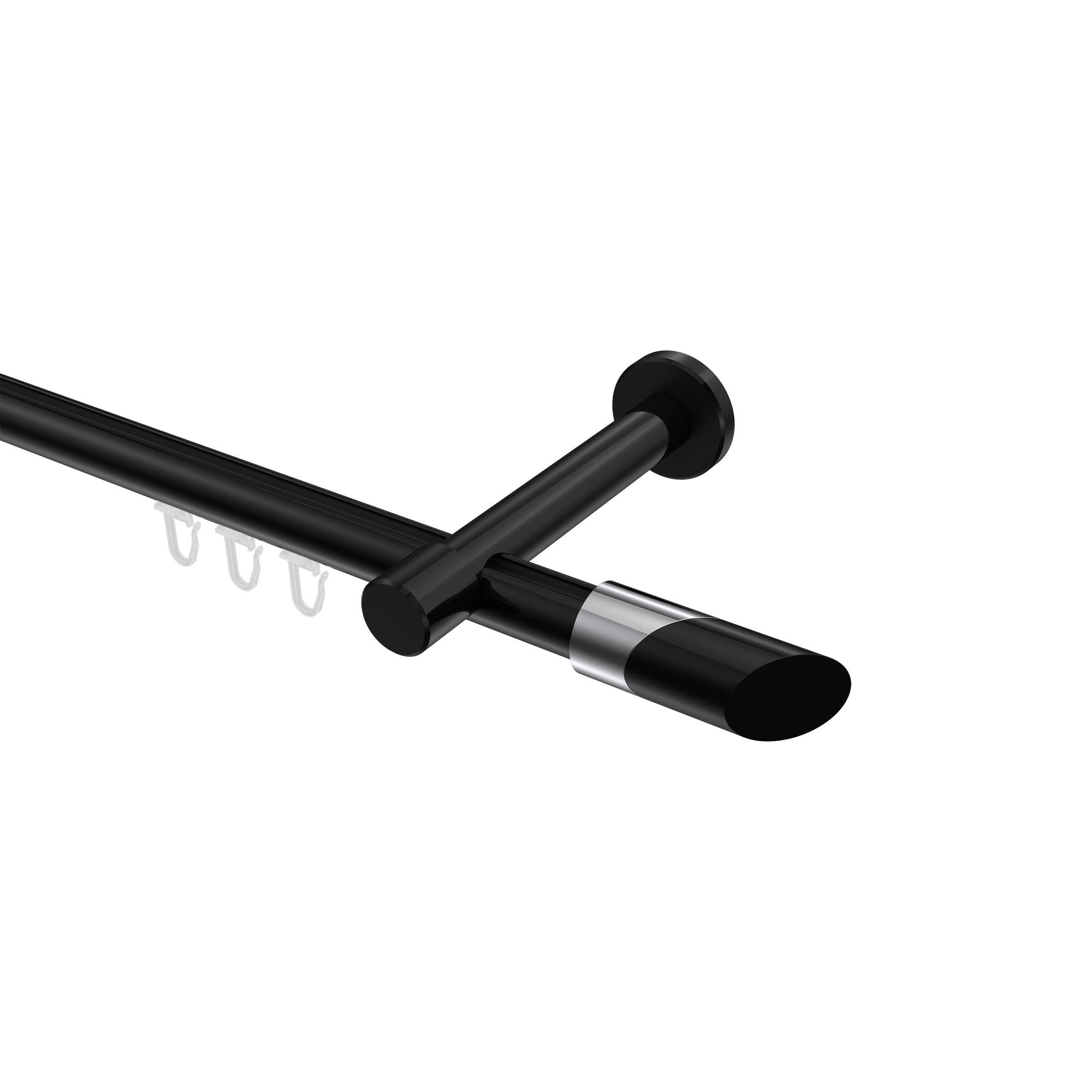 GARDINENSTANGE INNENLAUF Prestige Verano 520 cm (geteilt in 4 x 130 cm), 1-läufig, 20 mm Ø Schwarz - Chromfarben/Schwarz, Metall (520cm) - INTERDECO