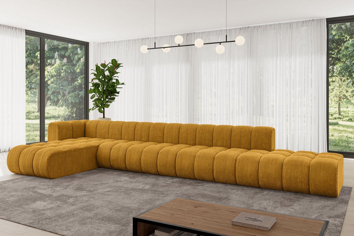 ECKSOFA modulares Sofa Zuvon-L3 - 478x177x70 cm Senfgelb - Currygelb, Holzwerkstoff/Textil (478/177cm) - ALTDECOR