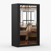 KLEIDERSCHRANK Milan 120 cm, 120/215/64, 2-türig, schwarz - Schwarz, Holzwerkstoff (120/215/64cm) - imoebel24