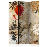 PARAVENT Beidseitig Bedruckter 3-tlg 135x172 cm Koi-Fische Im Japanischen - Multicolor, Holz/Textil (135/172/3cm) - Muralo